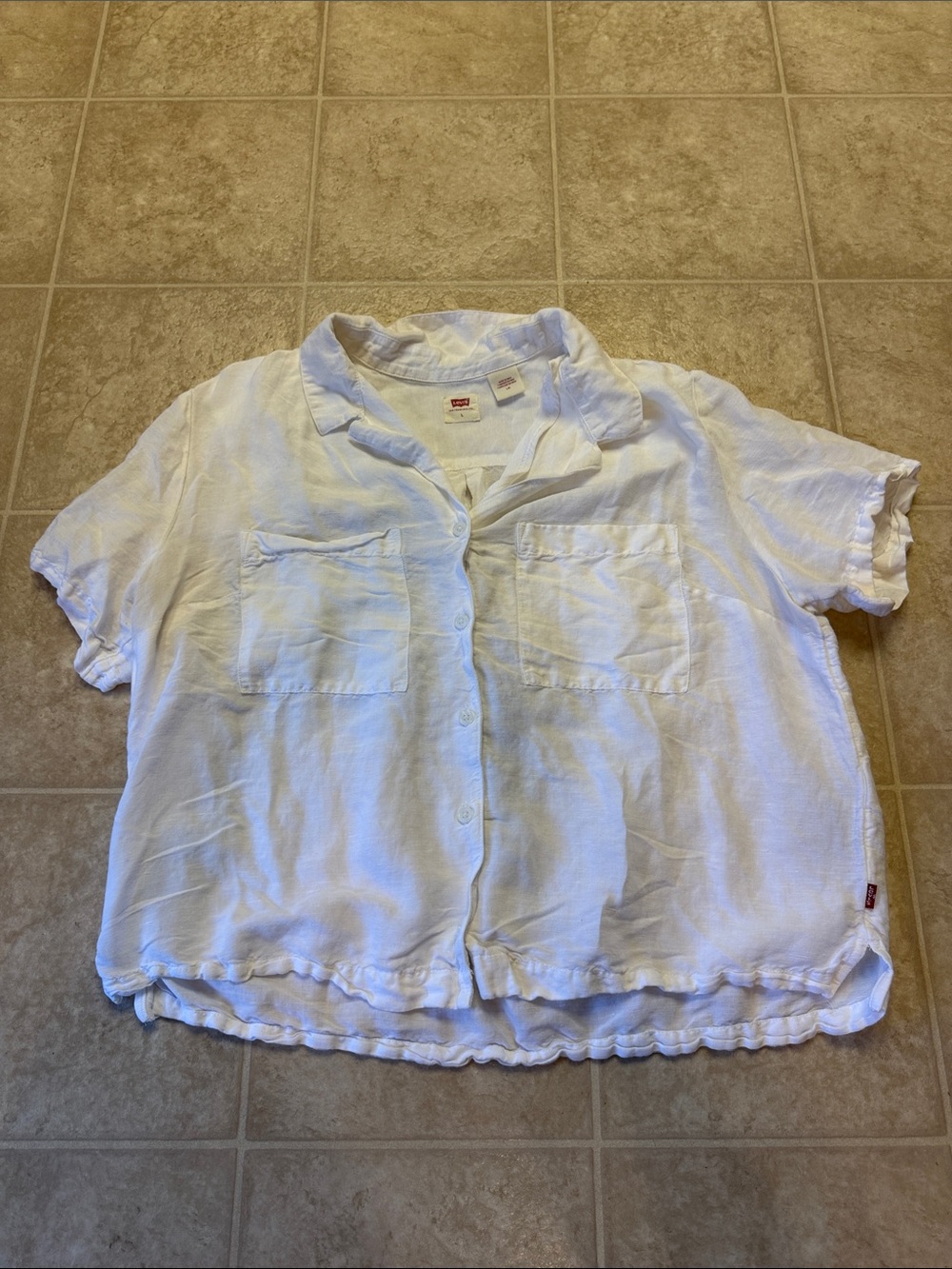 Levi's White Short-Sleeve Button Front Top - Women's